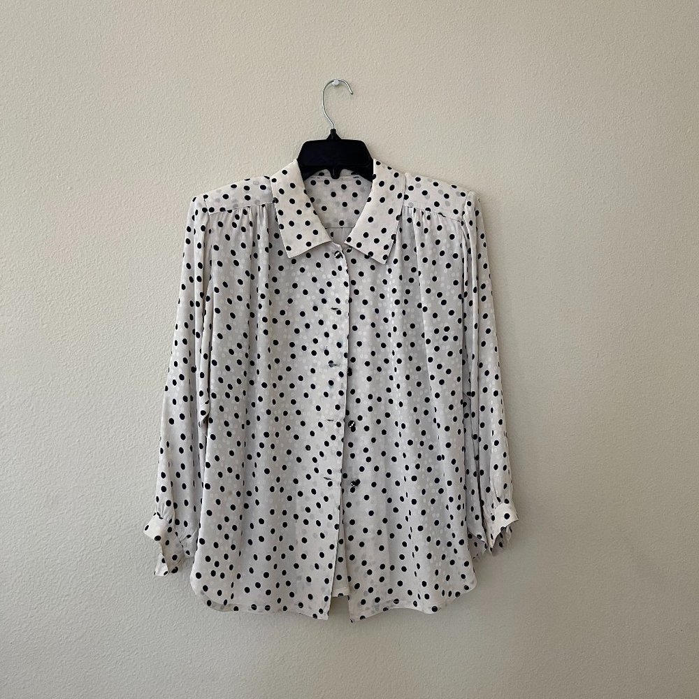 Vintage silk polka dot blouse